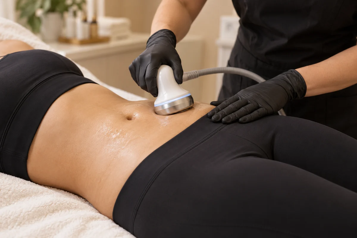 Illustrative body contouring treatment with a client