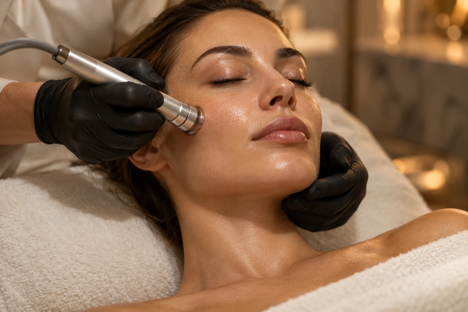 Illustrative close-up of a professional facial treatment